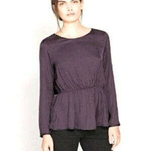 Zara Purple Peplum Satin Blouse Top